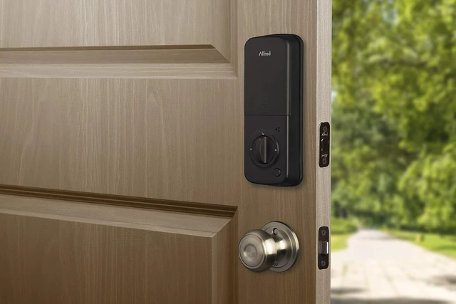 Alt view image 7 of 7 - Smart Door Lock Combo with Touchscreen Keypad, Pin + Key Entry, Wi-Fi Connect Bridge & Key (DB2W-B-GL)