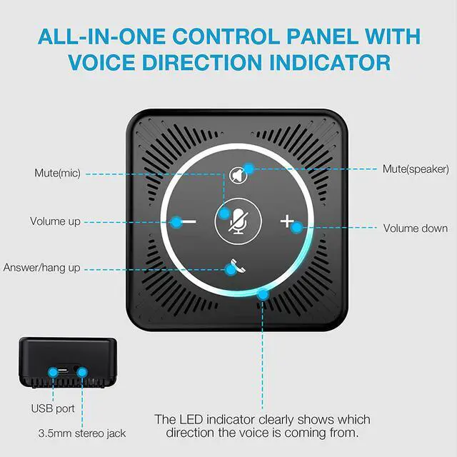 Alt view image 5 of 7 - USB Speakerphone - EMEET M0 4 AI Mics Speakerphone for Conference Calls 360° Voice Pickup Conference Speakerphone for Computer Plug and Plays Computer Speaker with Microphone for 4 People