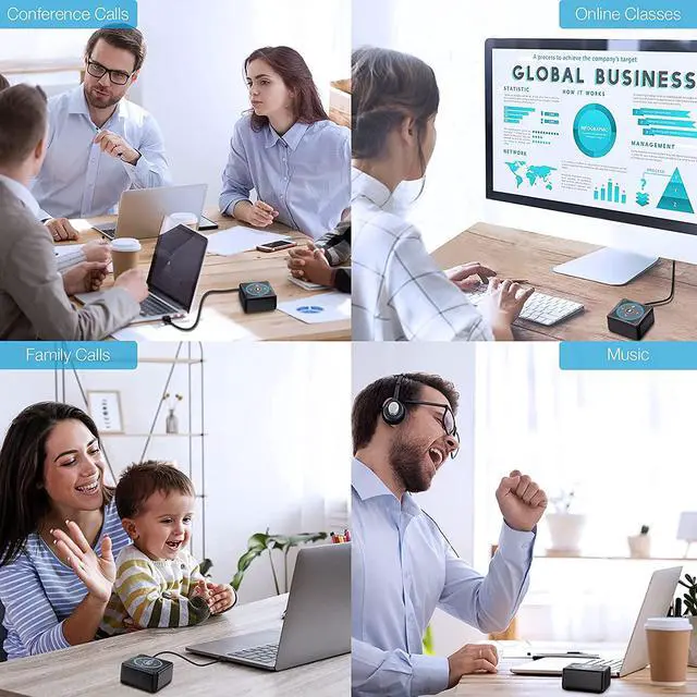 Alt view image 6 of 7 - USB Speakerphone - EMEET M0 4 AI Mics Speakerphone for Conference Calls 360° Voice Pickup Conference Speakerphone for Computer Plug and Plays Computer Speaker with Microphone for 4 People