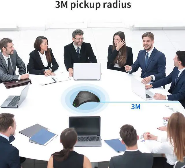 Alt view image 5 of 7 - Conference Speaker and Microphone, 360°Omnidirectional USB Speakerphone Microphone with USB Hub, Noise Reduction/Echo Cancellation Computer Microphone for 8-10 People Business Conference, Home Office