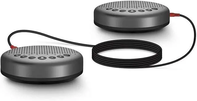 Alt view image 5 of 7 - Luna Speakerphone+Daisy Chain Cable - Luna Computer Speaker with Microphone 2pcs w/Cable, Conference Microphone for Home Office & Meeting up to 12 People, Speakerphone Idea for Business Gift Black