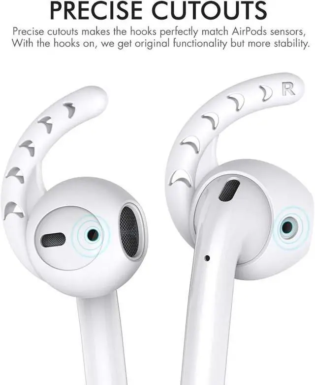 Alt view image 4 of 6 - AhaStyle 3 Pairs AirPods Ear Hooks Cover Silicone Accessories Compatible with AirPods and EarPods Headphones(Milk White)