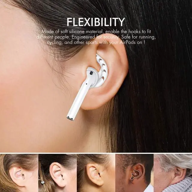 Alt view image 5 of 6 - AhaStyle 3 Pairs AirPods Ear Hooks Cover Silicone Accessories Compatible with AirPods and EarPods Headphones(Milk White)