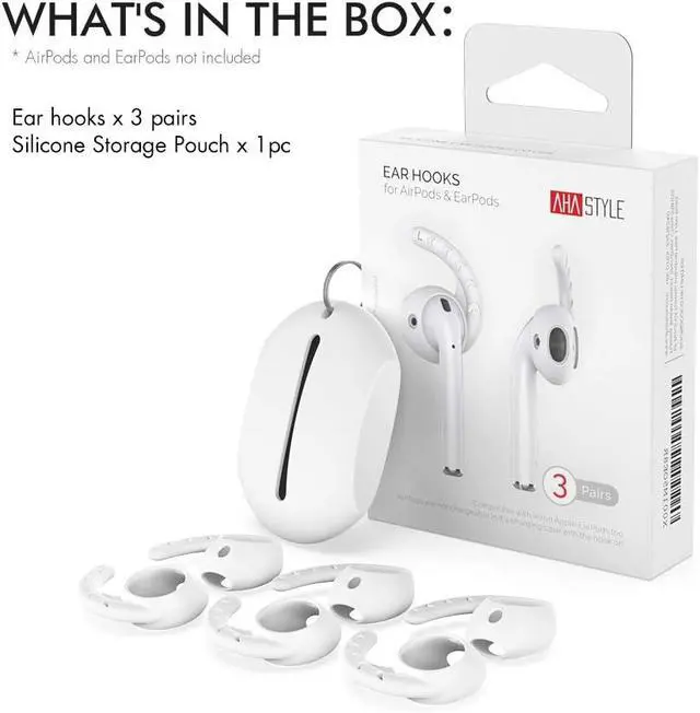 Alt view image 6 of 6 - AhaStyle 3 Pairs AirPods Ear Hooks Cover Silicone Accessories Compatible with AirPods and EarPods Headphones(Milk White)