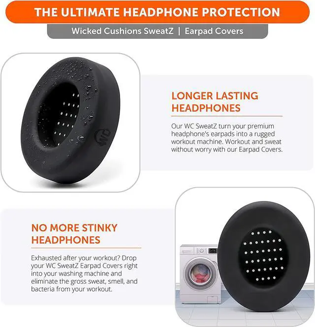 Alt view image 5 of 7 - SweatZ Studio - Patented Earpad Covers for Beats Studio 3 (A1914) & Beats Studio 2 (B0500 /B0501) Made by Wicked Cushions | Sweatproof & Easily Washable | Black