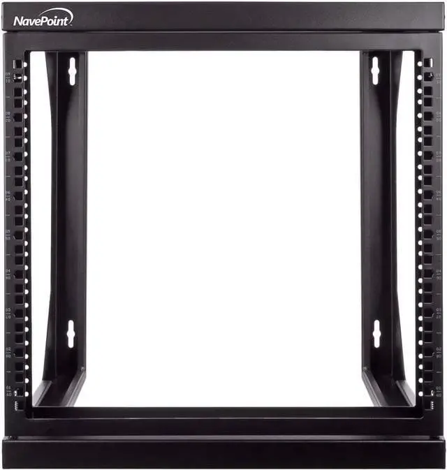 Main image of NavePoint 9U Open-Frame Server Rack for 19" IT Network Equipment & A/V Devices Free Standing or Wall Mount with 180 Degrees Gate Swing, Black