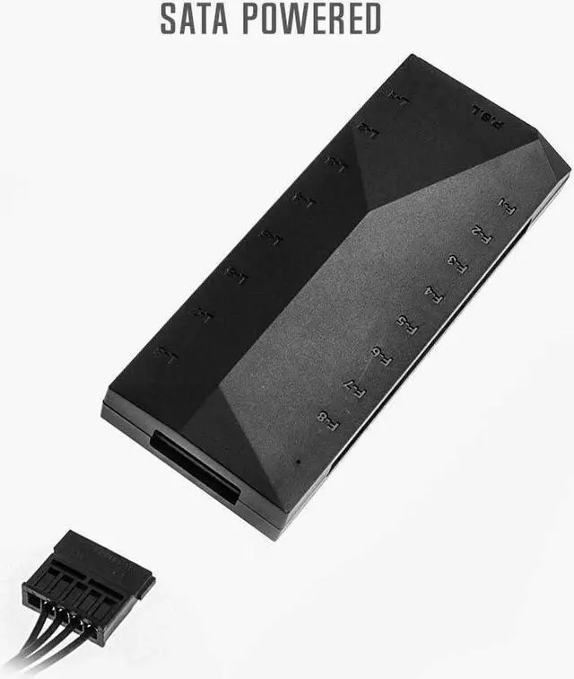Alt view image 4 of 6 - ID-COOLING HA-02 Fan Hub for Computer Internal Fans, 8 PWM Ports+8 ARGB Ports, ARGB Motherboard Sync, PWM Functional Fan Adapter