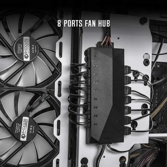 Alt view image 5 of 6 - ID-COOLING HA-02 Fan Hub for Computer Internal Fans, 8 PWM Ports+8 ARGB Ports, ARGB Motherboard Sync, PWM Functional Fan Adapter