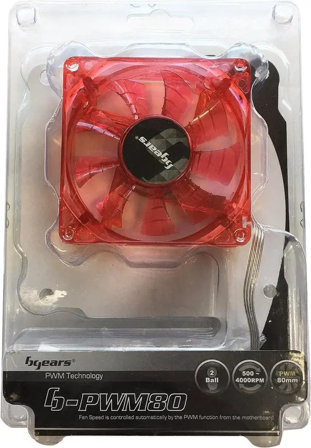 Alt view image 4 of 4 - Bgears Cooler b-PWM 80 Red 2Ball Translucent Red