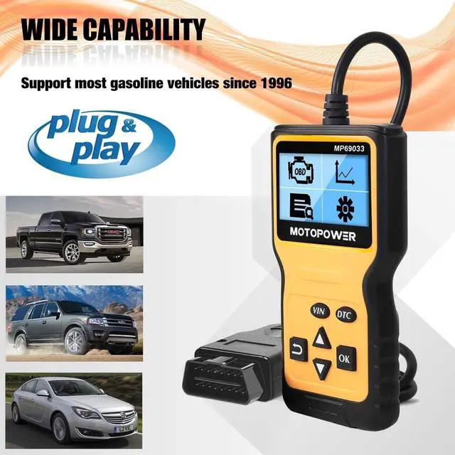 Alt view image 3 of 7 - MOTOPOWER MP69033 Car OBD2 Scanner Code Reader Engine Fault Scanner CAN Diagnostic Scan Tool for All OBD II Protocol Cars Since 1996, Yellow