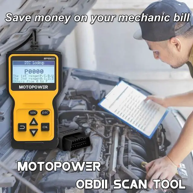 Alt view image 7 of 7 - MOTOPOWER MP69033 Car OBD2 Scanner Code Reader Engine Fault Scanner CAN Diagnostic Scan Tool for All OBD II Protocol Cars Since 1996, Yellow
