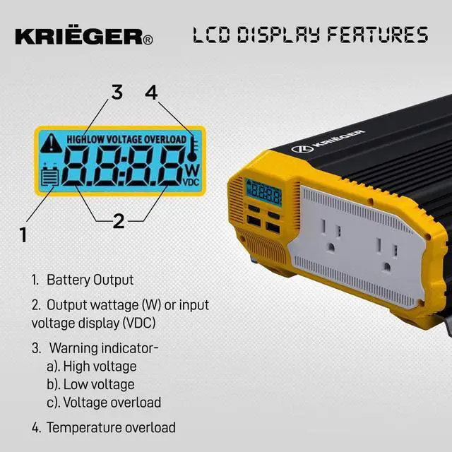 Alt view image 4 of 6 - 1100 Watt 12V Power Inverter Dual 110V AC Outlets, Installation Kit Included, Automotive Back Up Power Supply For Blenders, Vacuums, Power Tools MET Approved According to UL and CSA.