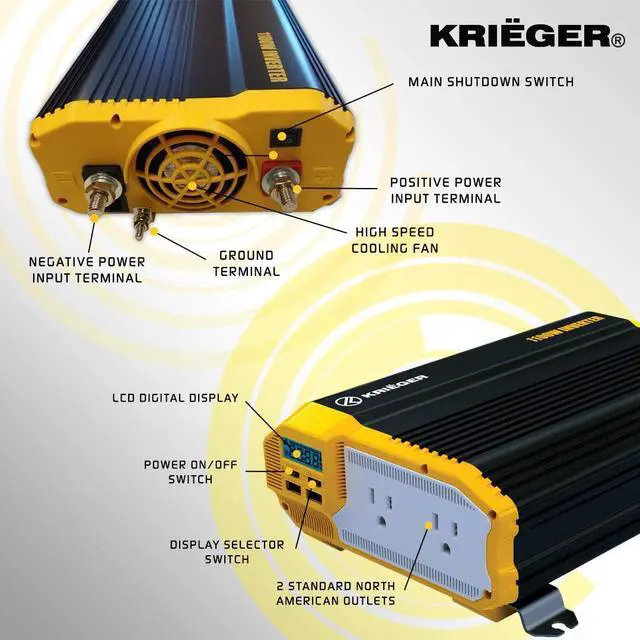 Alt view image 5 of 6 - 1100 Watt 12V Power Inverter Dual 110V AC Outlets, Installation Kit Included, Automotive Back Up Power Supply For Blenders, Vacuums, Power Tools MET Approved According to UL and CSA.