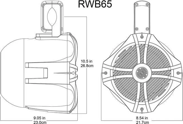 Alt view image 6 of 7 - RWB65B 500W 6.5" Marine Wakeboard Tower Speakers, 4 Ohm, Waterproof, Durable Mounting, High-Fidelity Sound, Perfect for Boats, Jeeps, ATVs