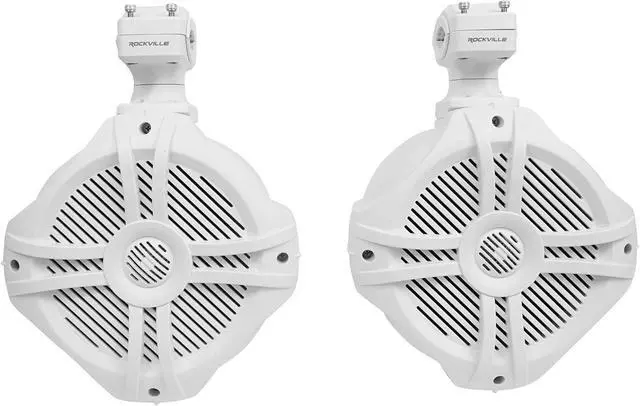 Alt view image 2 of 7 - Pair RWB70W 500W Peak / 300W RMS Marine Wakeboard Tower Speakers 4 Ohm, 360 Degree Swivel, Waterproof, UV-Coated Brackets for Boats, Jeeps, ATVs