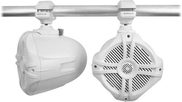 Alt view image 7 of 7 - Pair RWB70W 500W Peak / 300W RMS Marine Wakeboard Tower Speakers 4 Ohm, 360 Degree Swivel, Waterproof, UV-Coated Brackets for Boats, Jeeps, ATVs