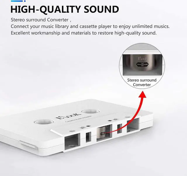 Alt view image 2 of 6 - Car Cassette Aux Adapter 3.5mm Universal Audio Cable Tape Adapter for Car Phone MP3 ect. White