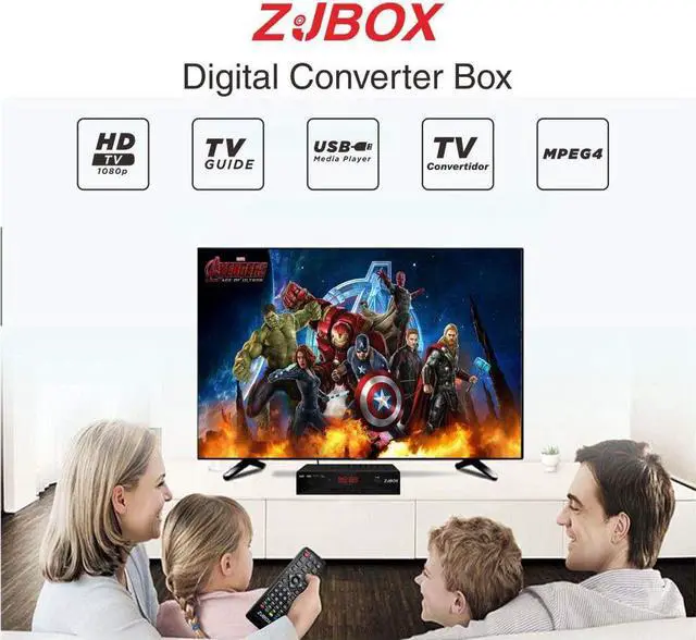 Alt view image 7 of 7 - Digital TV Converter Box, ATSC Cabal Box - ZJBOX for Analog HDTV Live1080P with TV Recording&Playback,HDMI Output,Timer Setting TV Tuner Function Set Top Box Digital Channel Free