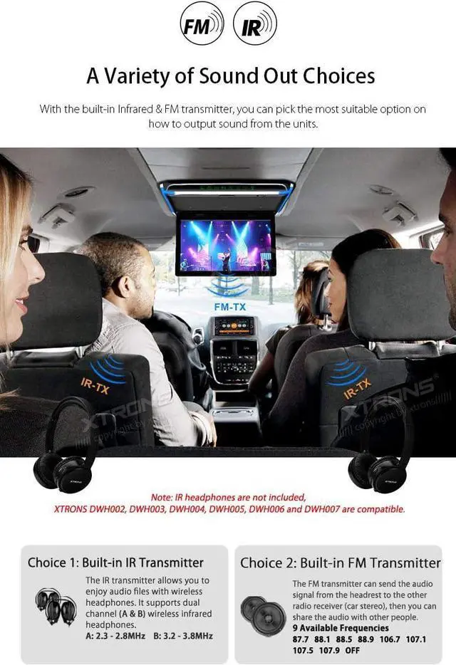 Alt view image 3 of 3 - ® 15.6 Inch Ultra-Thin FHD Digital TFT Screen 1080P Video Car Overhead Player Roof Mounted Monitor HDMI Port with Black New Version IR Headphones (No DVD)