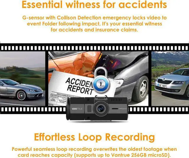 Alt view image 5 of 7 - Vantrue N2 Pro Uber Dual 1080P Dash Cam, 2.5K 1440P Front Dash Cam, Front and Inside Dash Camera w/Infrared Night Vision, 24hr Motion Detection Parking Mode, Accident Record, Support 256GB max(2023)