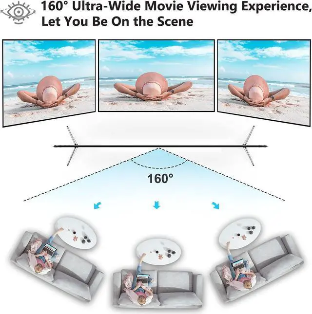 Alt view image 4 of 7 - Projector Screen with Stand 100 inch Portable Foldable Projection Screen with Aluminum Alloy Stand Outdoor Movie Screens with Carrying Bag for Home Theater Camping and Recreational Events