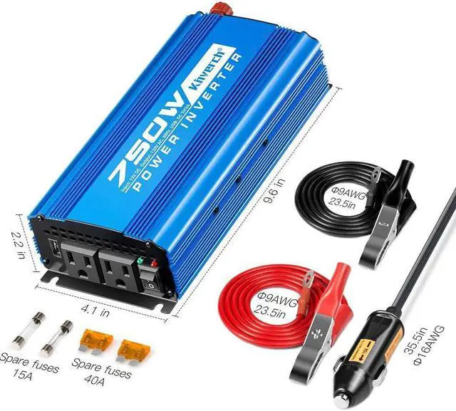 Alt view image 2 of 7 - 750W Continuous/1500W Peak Power Inverter DC 12V to 110V Car Converter AC with 2 AC Outlets and 2A USB Charging Port