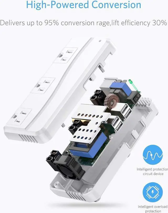 Alt view image 6 of 7 - BESTEK International Power Adapter 250W, 220V to 110V Step Down Travel Voltage Converter with 4-Port USB Including US/AU/EU/UK//India/South Africa Plug Adapter (White)