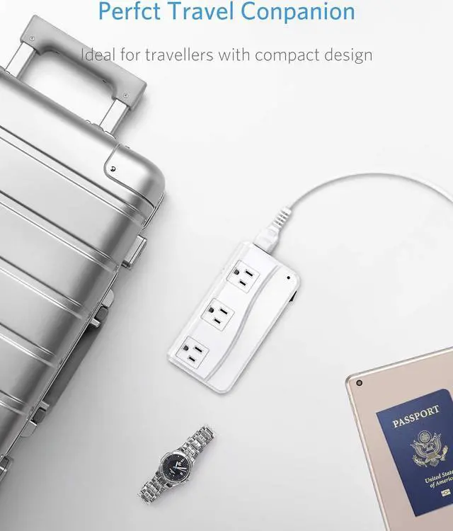 Alt view image 7 of 7 - BESTEK International Power Adapter 250W, 220V to 110V Step Down Travel Voltage Converter with 4-Port USB Including US/AU/EU/UK//India/South Africa Plug Adapter (White)