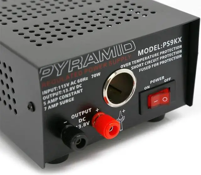 Alt view image 6 of 6 - Pyramid PS9KX Universal Compact Bench Power Supply-5 Amp Linear Regulated Home Lab Benchtop Converter w/ 13.8 Volt DC 115V AC 70 Watt Input, Screw Type Terminal, 12V Car Cigarette Lighter