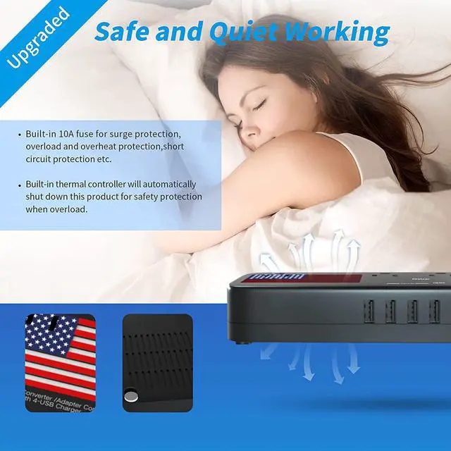 Alt view image 6 of 7 - DOACE® X11 2200W Voltage Converter, 220V to 110V Converter for Hair Dryer Straightener Curling Iron, 10A Travel Power Adapter with 4-Port USB and US UK AU EU Plugs for Cell Phone Camera Tablet Laptop
