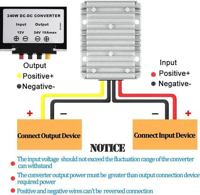 Alt view image 4 of 7 - SUPERNIGHT DC 12V Step Up to 24V 10A 240W DC Boost Converter with Fuse Waterproof Voltage Regulator Module Transformer for Golf Cart Club Car LED Strip Light