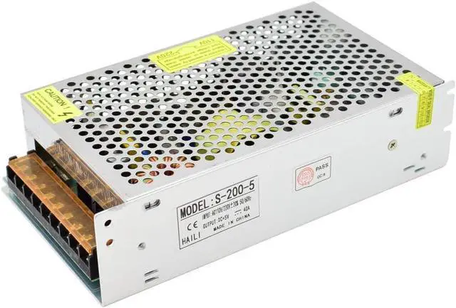 Main image of HAILI 5V 40A 200W Power Supply AC110/220V to 5 Volt 40amp Universal Regulated Switching Transformer LED Driver Converter for LED Strip Lights, CCTV Camera, Security System, 3D Printer