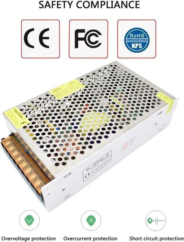 Alt view image 2 of 7 - HAILI 5V 40A 200W Power Supply AC110/220V to 5 Volt 40amp Universal Regulated Switching Transformer LED Driver Converter for LED Strip Lights, CCTV Camera, Security System, 3D Printer