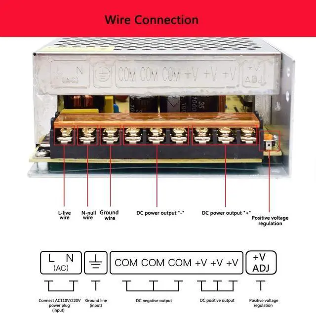 Alt view image 6 of 7 - HAILI 5V 40A 200W Power Supply AC110/220V to 5 Volt 40amp Universal Regulated Switching Transformer LED Driver Converter for LED Strip Lights, CCTV Camera, Security System, 3D Printer