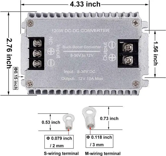 Alt view image 4 of 6 - DC to DC High Efficiency Voltage Converter 8-36V to 12V 10A 120W Buck-Boost Converter DIY Power Supply Step-Down/Up Transformer