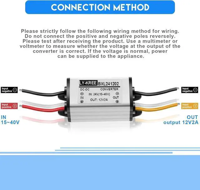 Alt view image 4 of 7 - 2 Pcs Dc 24v to 12v 2a 24w Step Converter Voltage Reducer Regulator Down Waterproof Dc 24v to 12v Buck Boost Converter for Golf Cart,Accept Dc15-40v Inputs(2 Pieces)