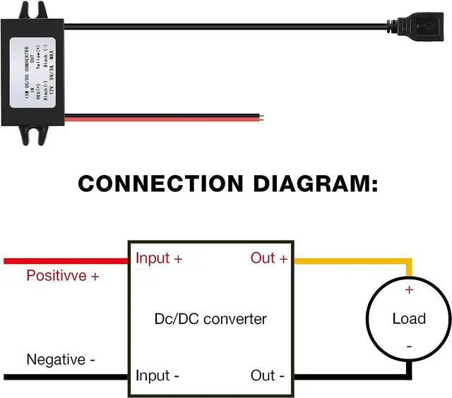 Alt view image 5 of 7 - 12V to 5V Direct Current Converter Buck Module USB Output Power Adapter Direct Current Power Adapter Converter Regulator Car Power Converter (3)