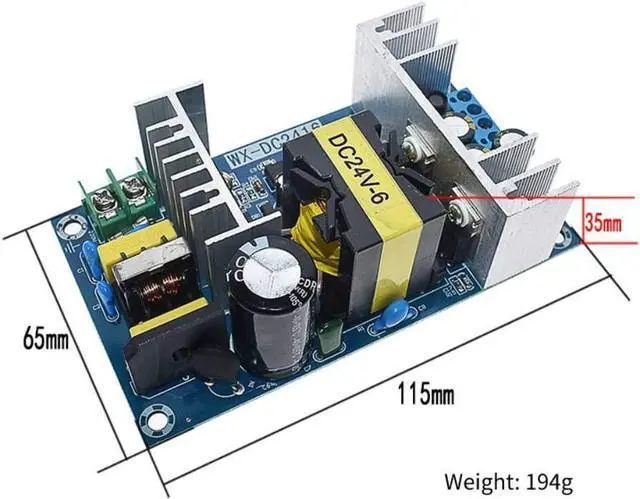 Alt view image 3 of 6 - AC-DC Buck Converter AC 100-240V to DC 24V 6A Step-Down Converter Module 150W Isolation Switching Power Supply Module SMPS Power Converter (24V 6A 150W)