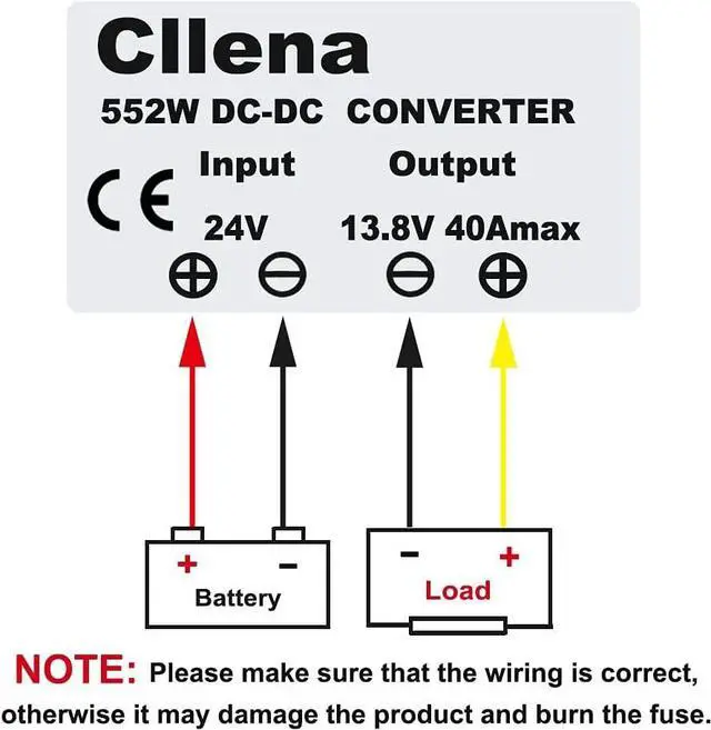 Alt view image 7 of 7 - Cllena DC 24V to 13.8V 40A 552W Converter Voltage Regulator, Waterproof DC Voltage Reducer Buck Transformer Power Supply for Golf Cart