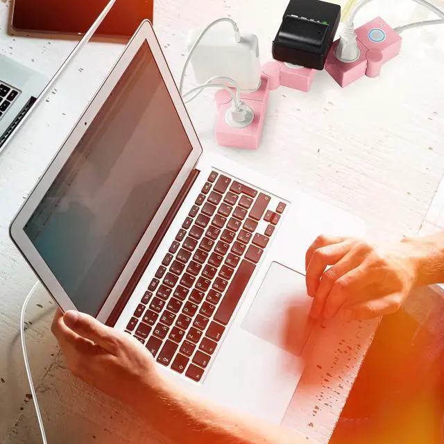 Alt view image 7 of 7 - iJoy Flexible Power Strip - 3 AC Outlets and 2 USB Charging Ports with Pink Extension Cord, Power Strips with Surge Protection, Decorative Surge Protector Outlet Extender for Home, Office, and More
