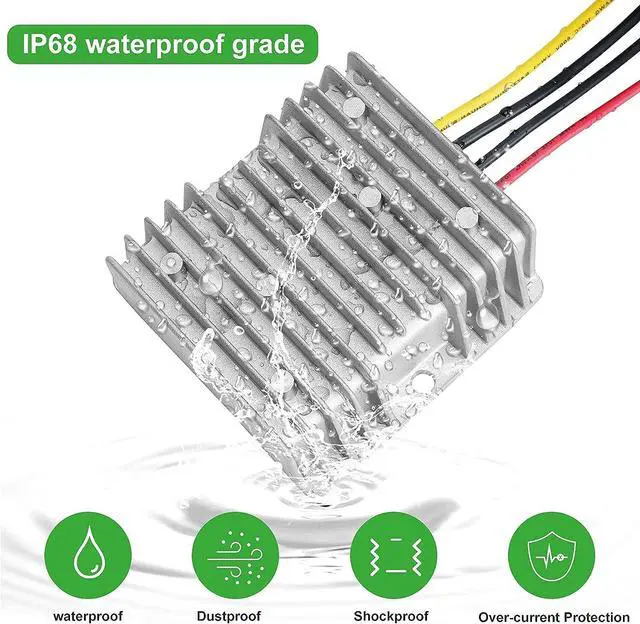 Alt view image 3 of 6 - DC 36V/48V Step Down to 12V 20A 240W DC DC Converter Regulator Power Supply Module Buck Transformer, Waterproof Voltage Reducer for Golf Cart, forklifts Car