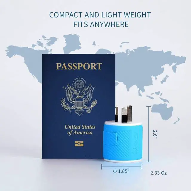 Alt view image 4 of 6 - Orei U2U-16Australia, New Zealand, China Travel Plug Adapter - Dual USB - Surge Protection - Type I, 47*47*66mm