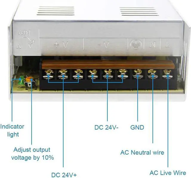Alt view image 3 of 7 - SHNITPWR 24V DC Power Supply 15A 360W AC/DC Adapter, 24 Volt 15 Amp Switching Power Converter Transformer LED Driver 110V / 220V AC in for LED Light Strip 3D Printer CCTV Security System LCD Monitor