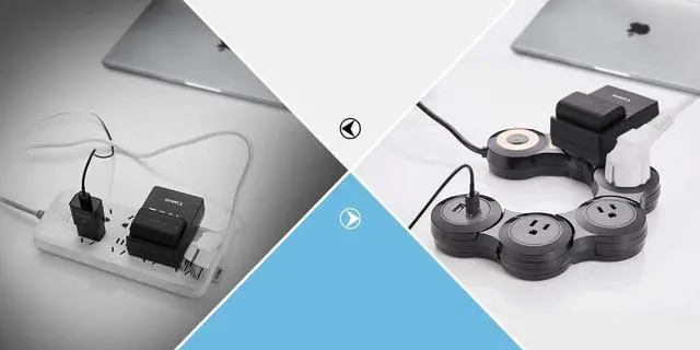 Alt view image 4 of 7 - CORATED Flexible Surge Protector Power Strip with 2 USB Ports and 4 Outlets for Home, Office and Travel (9Ft Long Cord, White)