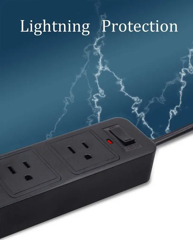 Alt view image 6 of 7 - 2 Prong Power Strip, Surge Protector 2 Prong with 3AC Outlets and 4 USB Charging Ports, 6.6ft 2 Prong to 3 Prong Extension Cord for Home Office