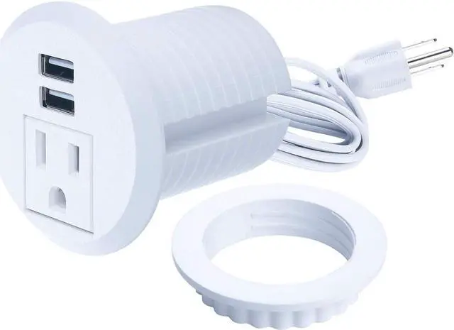 Main image of Maggie Desktop Power Grommet,2inch Hole Table Power Grommet Outlet with 2 USB Charging Ports,6.5ft Extension Cord Desk Power Strip with 1 Outlets for Computer,Table,Kitchen,Office,Home