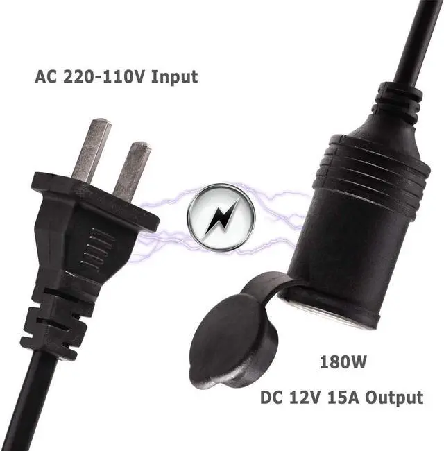 Alt view image 2 of 6 - 180W AC to DC Converter 110v 220V to 12V Car Cigarette Lighter Socket AC DC Power Supply Adapter 12V 15A for Air Compressor Tire Inflator Refrigerator and Other 12V Devices Under 180W