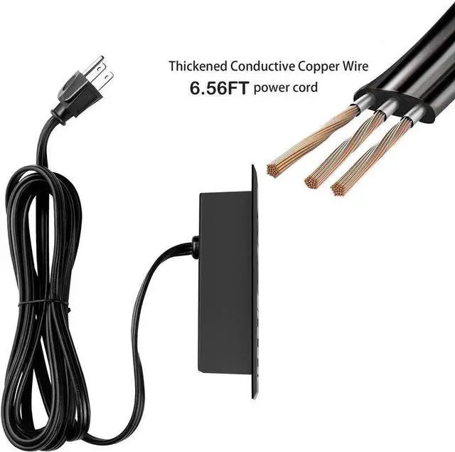 Alt view image 5 of 7 - Furniture Recessed Power Strip, Recessed Desk Outlet with 3.1A Max USB, in Conference Desk Recessed Power Outlets Socket, Desktop Power Grommet with 6.56ft Power Cord Black