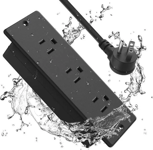Main image of Conference Recessed Power Strip Socket Waterproof,Conference Table Power Strip,Waterproof Furniture Recessed Power Strip,Flush Mount Power Strip with 3 Outlets,6ft Extension Cord with Flat Plug Black