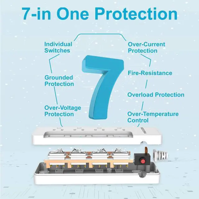 Alt view image 4 of 7 - Appliance Extension Cord with Individual Switches on Off - 6 FT, 14 Gauge Heavy Duty Extension Cord with 4 AC Outlets, Wall Mountable, High Wattage for Microwave Workbench Garage Must Have, ETL Listed